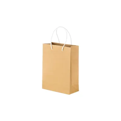 Pungă promoțională din hârtie reciclată de 150 g/m², cu pliu lateral și mânere scurte colorate din bumbac reciclat