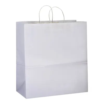 Pungă promoțională de cumpărături din hârtie de 100 g/m², cu pliu lateral din paper 100 g/m²