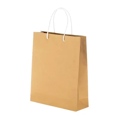Pungă promoțională din hârtie reciclată de 150 g/m², cu pliu lateral și mânere scurte colorate din bumbac reciclat
