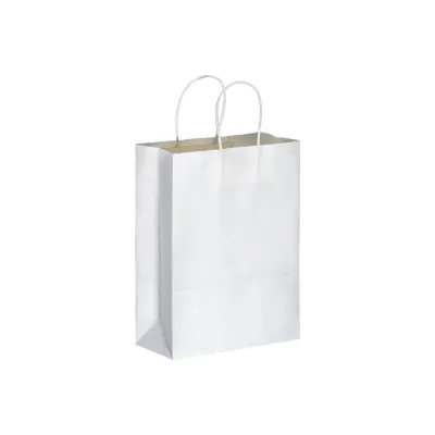 Pungă promoțională de cumpărături din hârtie de 100 g/m², cu pliu lateral din paper