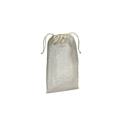 Pungă promoțională cadou din policoton strălucitor, de 90 g/m², cu închidere cu șnur din cotton