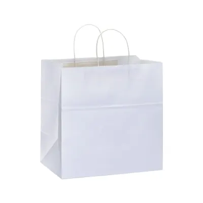 Pungă promoțională de cumpărături din hârtie de 100 g/m², cu pliu lateral